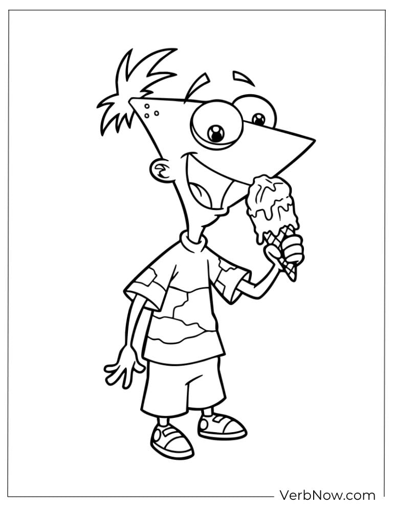 Phineas enjoys a big ice cream cone on a sunny day