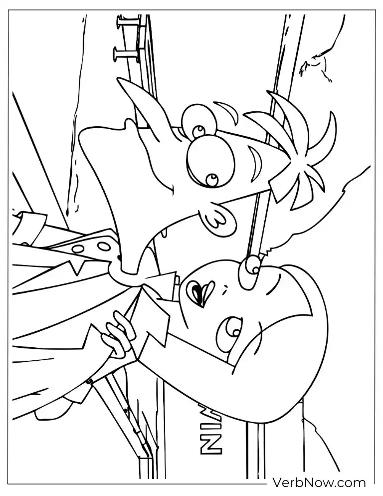 22 Free Phineas and Ferb Coloring Pages (100% Printable PDF) Phineas and Ferb smile while working together on a new idea