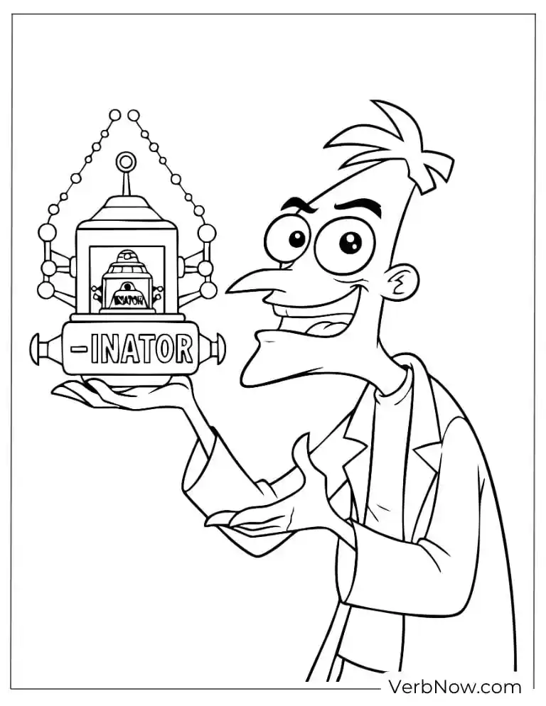 22 Free Phineas and Ferb Coloring Pages (100% Printable PDF) Dr. Doofenshmirtz proudly shows off one of his inventions