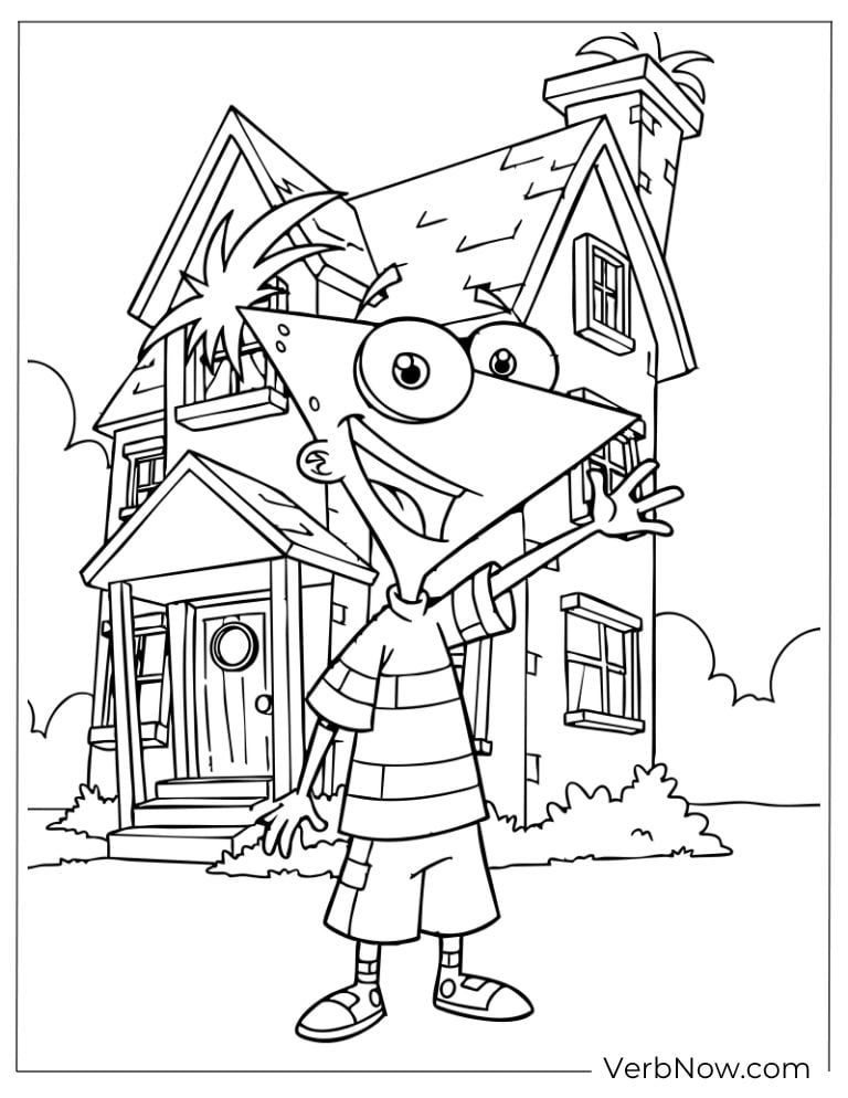 Phineas stands proudly in front of his house