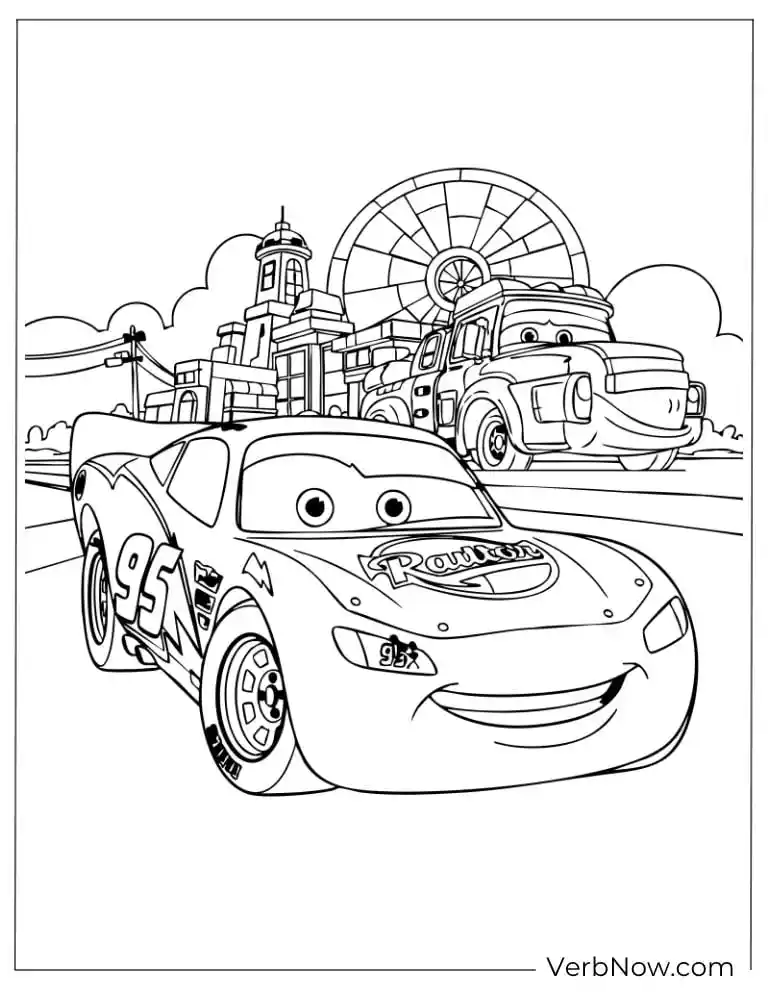 22 Free Pixar Coloring Pages for Every Fan (Printable PDF) Lightning McQueen races fast through Radiator Springs