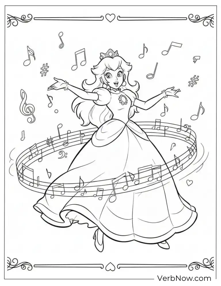 22 Free Princess Peach Coloring Pages (Printable PDF) Princess Peach Singing Coloring Page