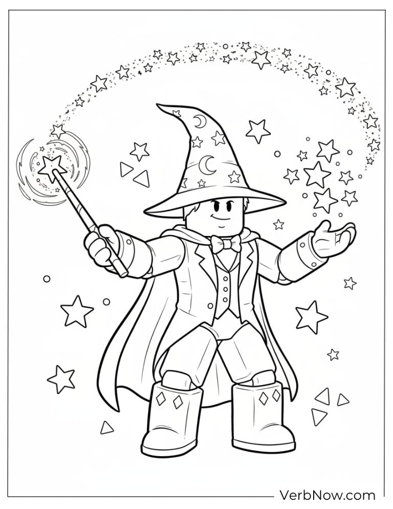 22 Roblox Coloring Pages For Kids (100% Printable PDF) Wizard Casting Magic Spell Coloring Page