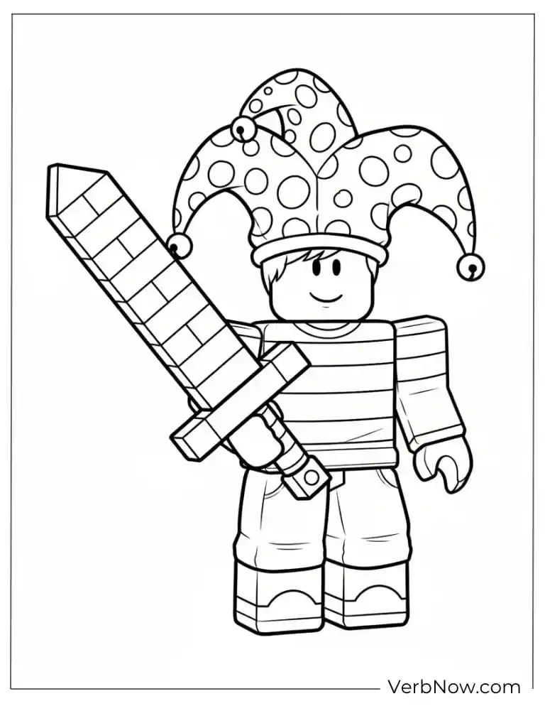 22 Roblox Coloring Pages For Kids (100% Printable PDF) Roblox Jester with Sword Coloring Page