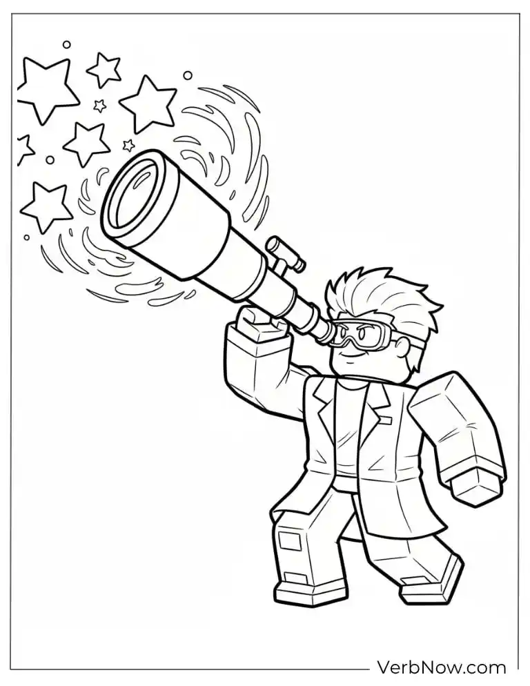 22 Roblox Coloring Pages For Kids (100% Printable PDF) Scientist Looking Through Telescope Coloring Page