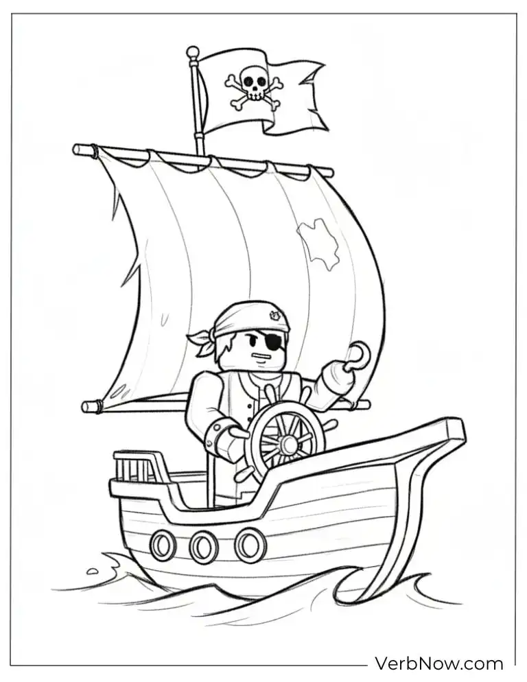 22 Roblox Coloring Pages For Kids (100% Printable PDF) Pirate Ship Coloring Page for Kids