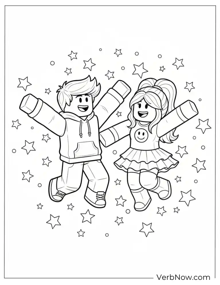 22 Roblox Coloring Pages For Kids (100% Printable PDF) Roblox Style Characters Jumping Coloring Page
