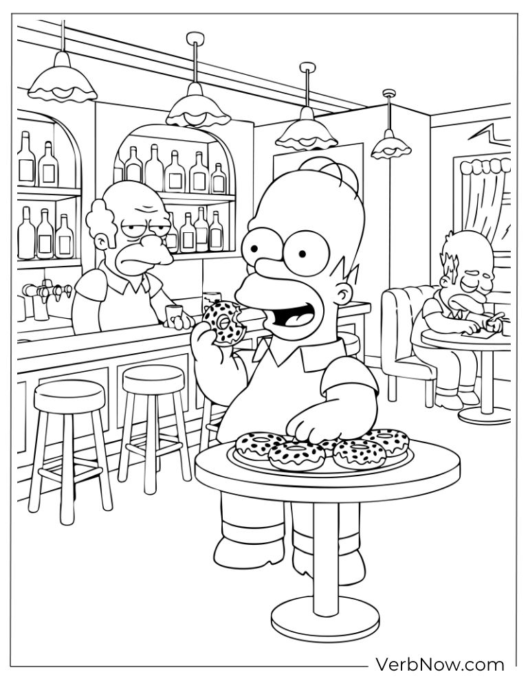 Homer eating donuts at Moe’s Tavern