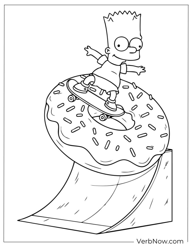 Bart skateboarding on a giant donut ramp
