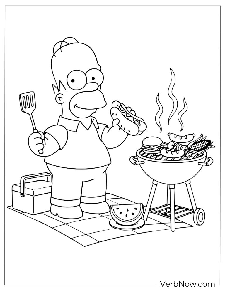 Homer grilling hot dogs at a backyard barbecue