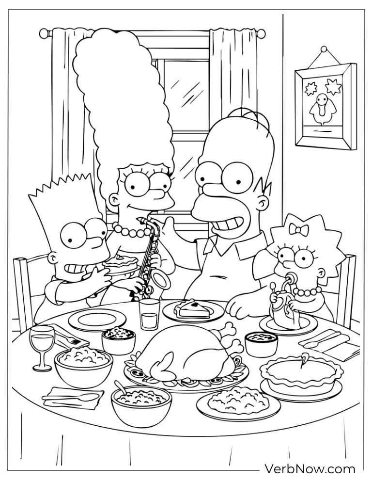 The Simpson family enjoying a big dinner together