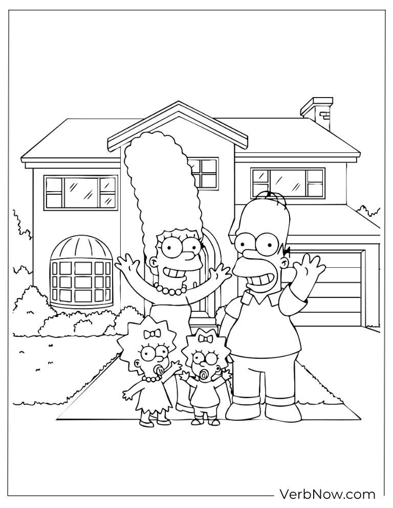 The Simpson family posing happily in front of their house