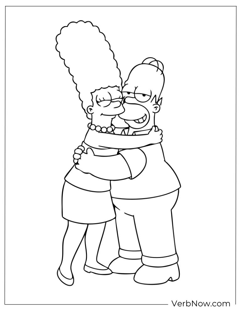 Homer and Marge hugging sweetly