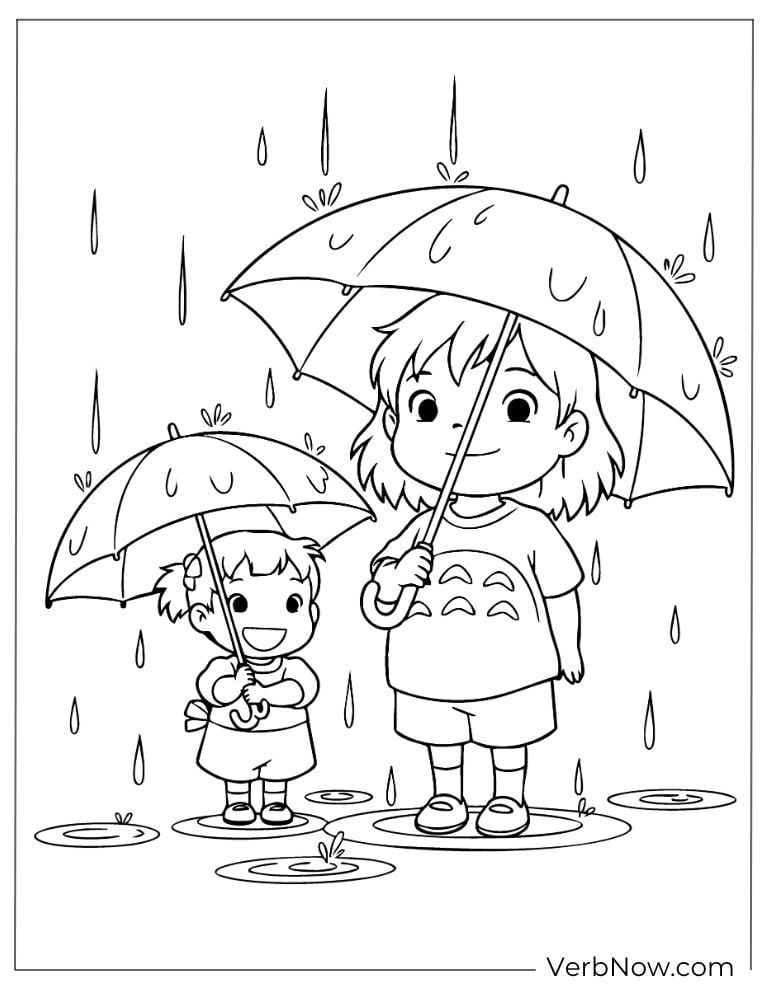 Totoro umbrella scene in the rain