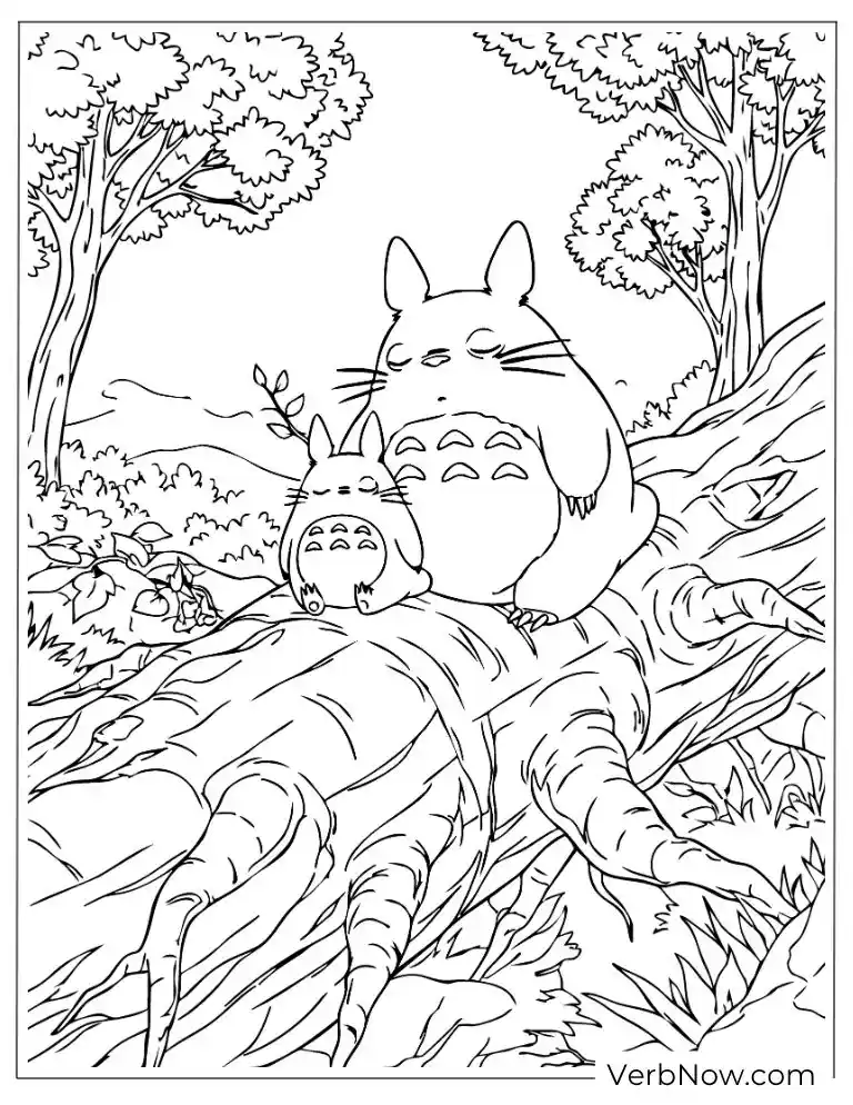 22 Free Studio Ghibli Coloring Pages (100% Printable PDF) Sleeping Totoro in the forest