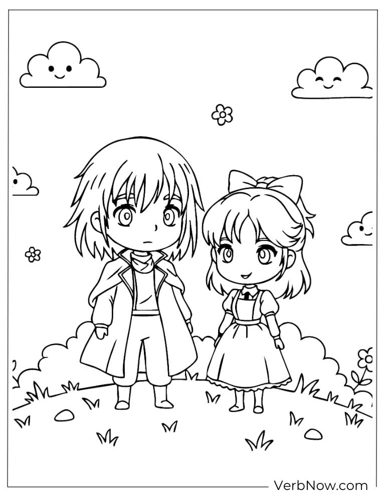 Cute chibi versions of Howl and Sophie