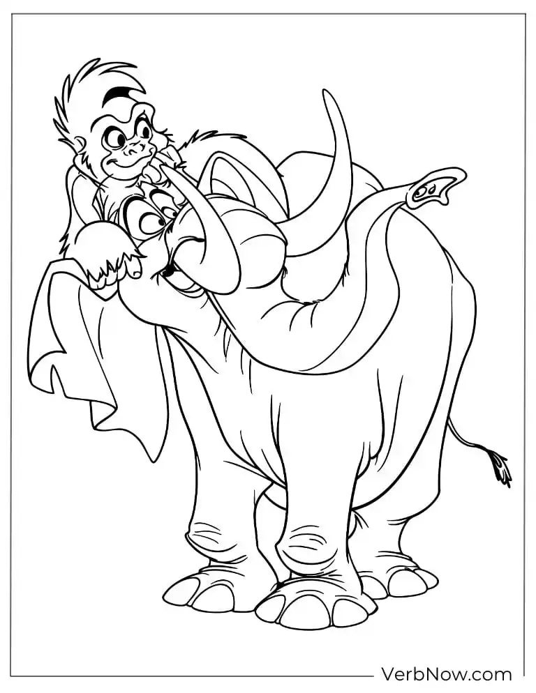 Free Tarzan Coloring Pages (100% Printable PDF) Terk and Tantor having fun together in the jungle