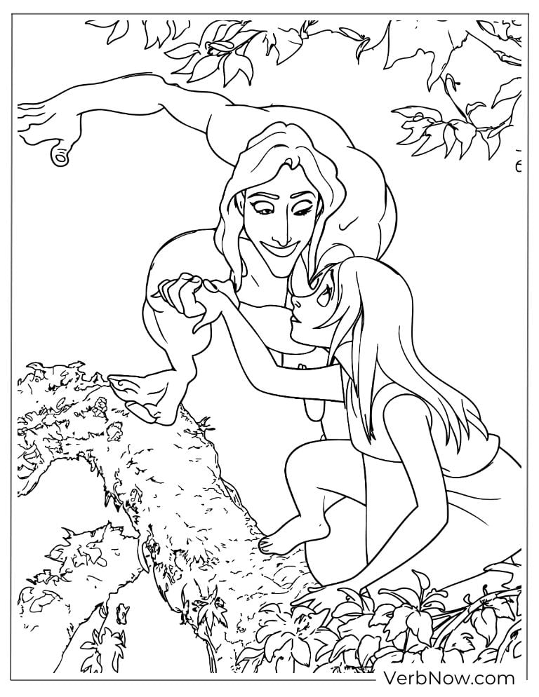 Tarzan climbing a tree, watching over the jungle below
