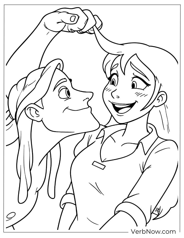 Tarzan playfully teasing Jane with a vine