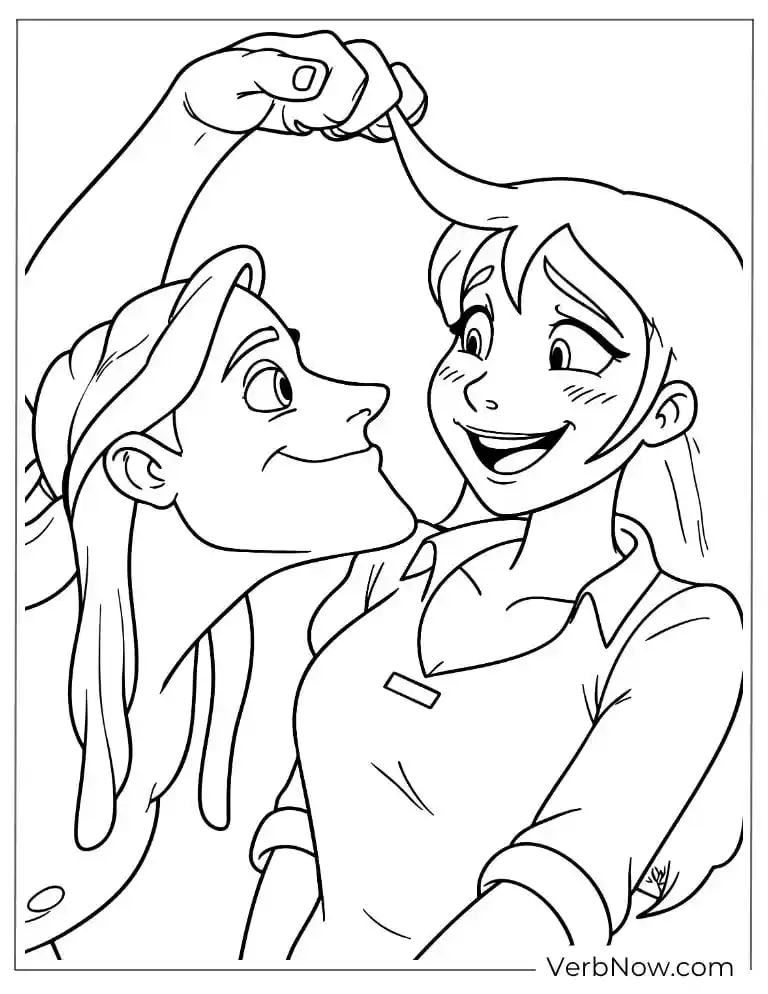 Free Tarzan Coloring Pages (100% Printable PDF) Tarzan playfully teasing Jane with a vine