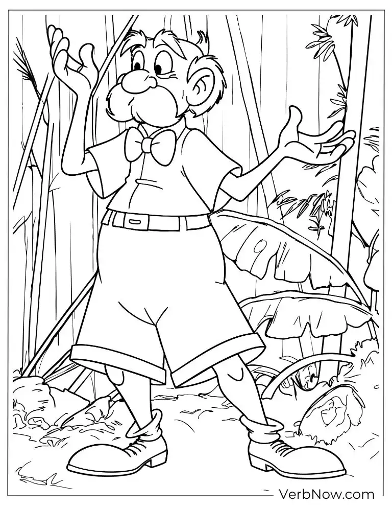 Free Tarzan Coloring Pages (100% Printable PDF) Professor Porter exploring the jungle with curiosity