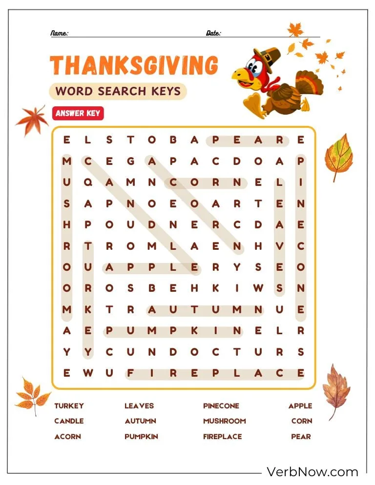 Free Thanksgiving Puzzles for Kids (100% Printable PDF) Thanksgiving word search with festive fall words