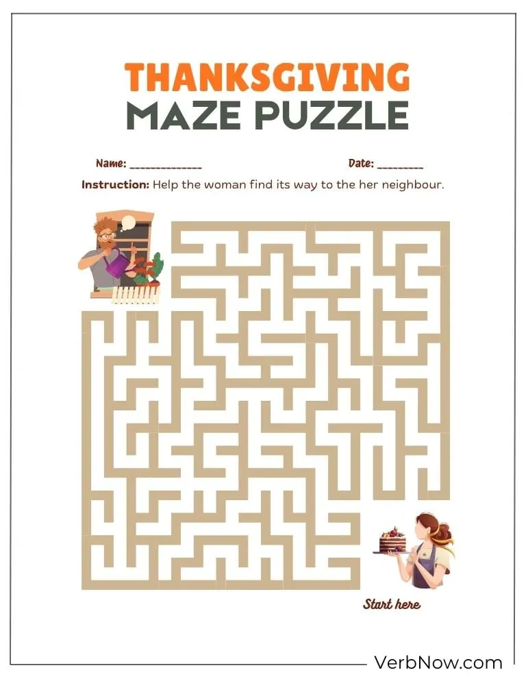 Free Thanksgiving Puzzles for Kids (100% Printable PDF) Another fun Thanksgiving maze for kids to solve
