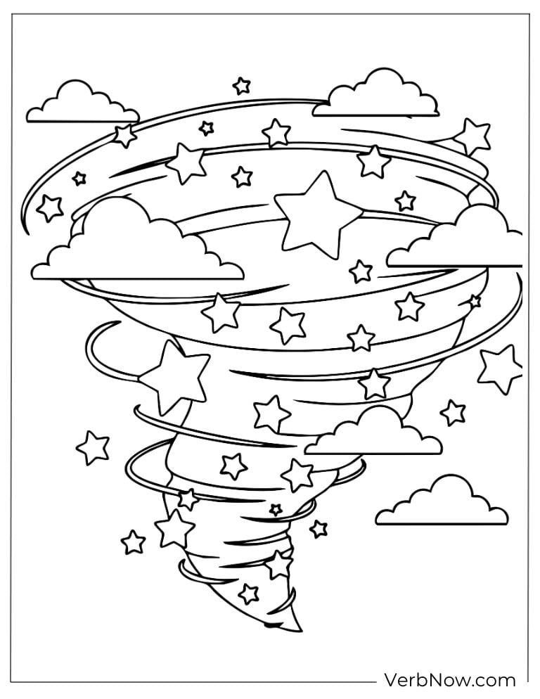 Magical star-filled tornado spinning through the sky