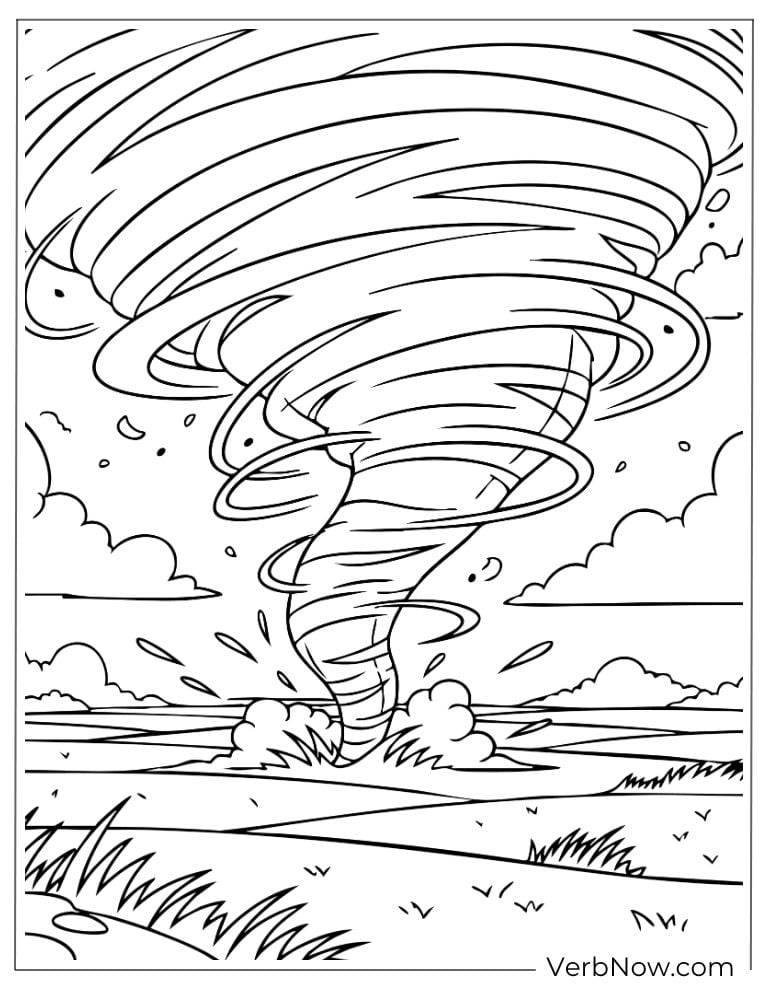 Realistic tornado touching down in an open field
