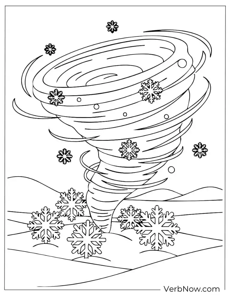 22 Free Tornado Coloring Pages for Stormy Day (100% PDF) Tornado blowing through a flowery field with sparkles