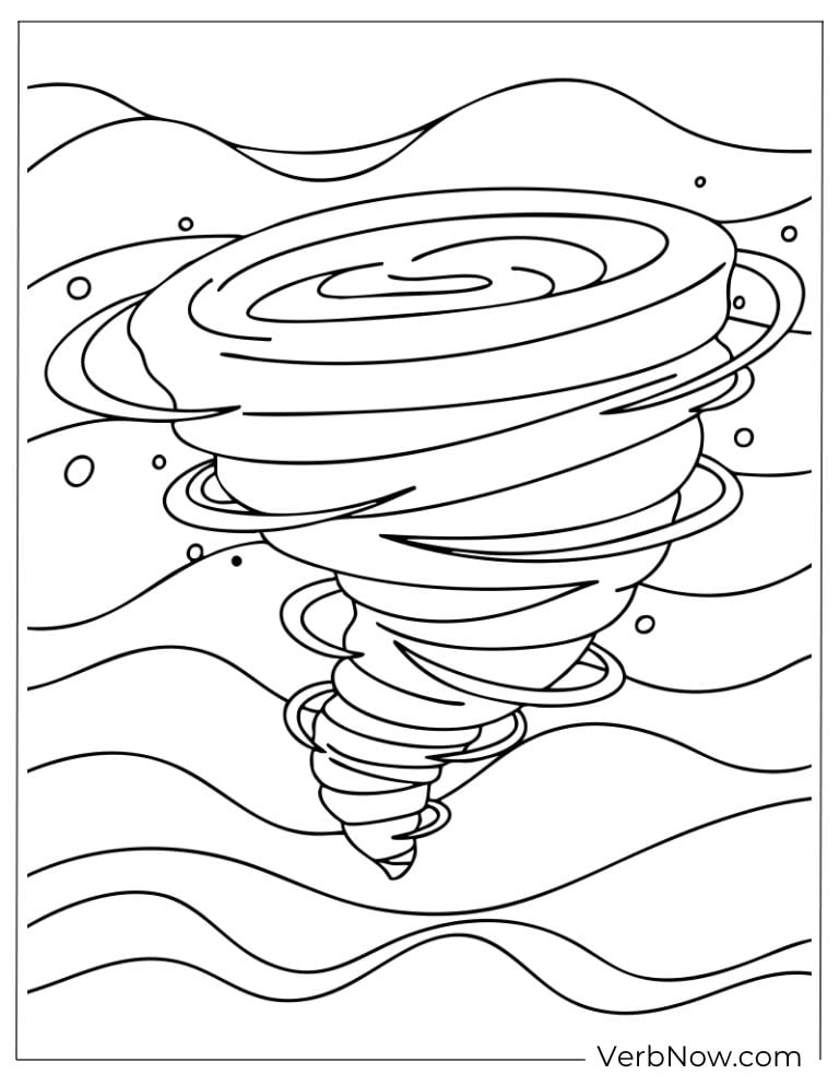 Swirling tornado dancing above wavy waters
