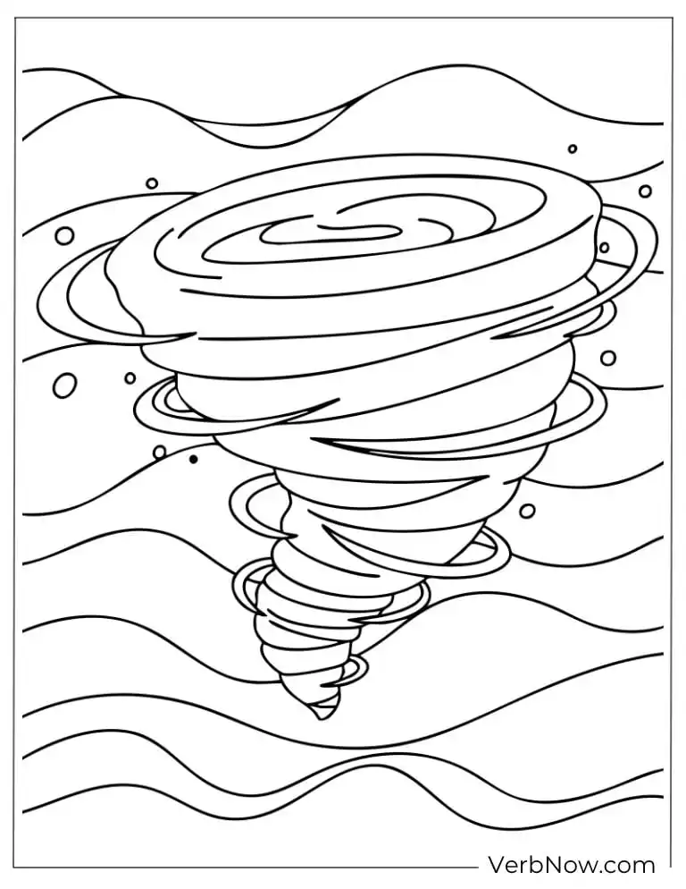 22 Free Tornado Coloring Pages for Stormy Day (100% PDF) Swirling tornado dancing above wavy waters
