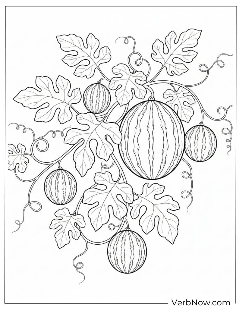 Watermelon vines with big ripe fruits