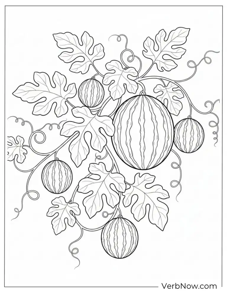 22 Free Watermelon Coloring Pages for Kids (Printable PDF) Watermelon vines with big ripe fruits