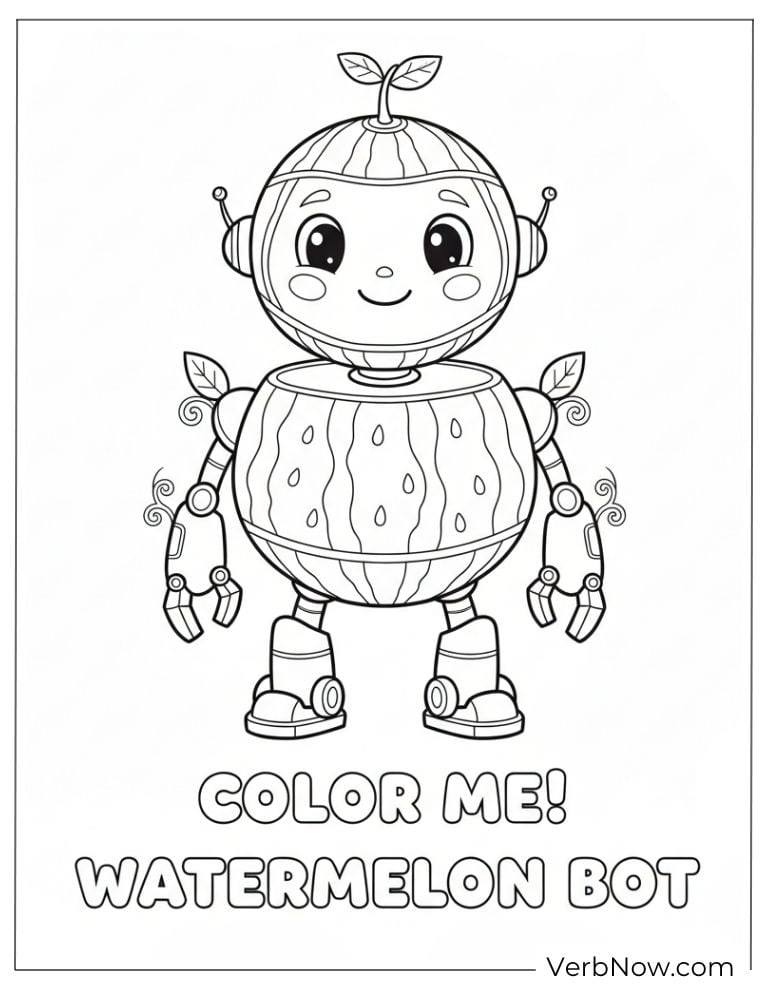 Cute robot designed like a watermelon