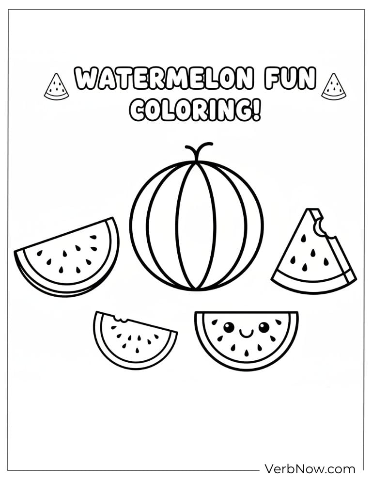 Simple watermelon slices ready for coloring fun