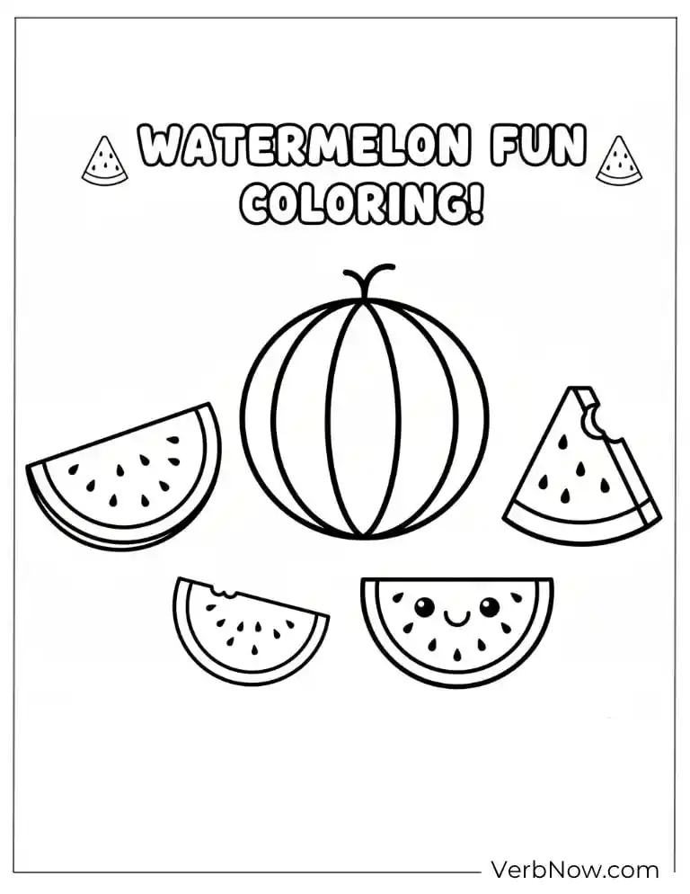 22 Free Watermelon Coloring Pages for Kids (Printable PDF) Simple watermelon slices ready for coloring fun
