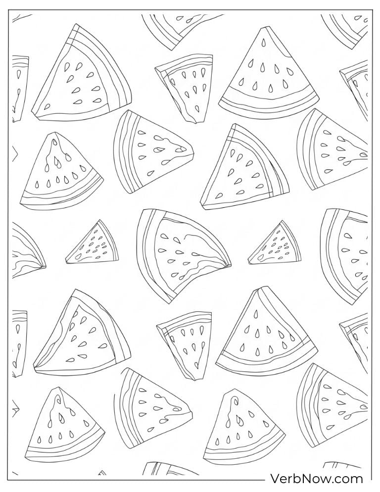 Fun watermelon slice pattern for kids to color