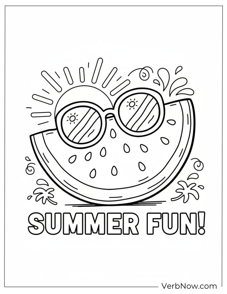 Cool watermelon slice wearing sunglasses for summer fun