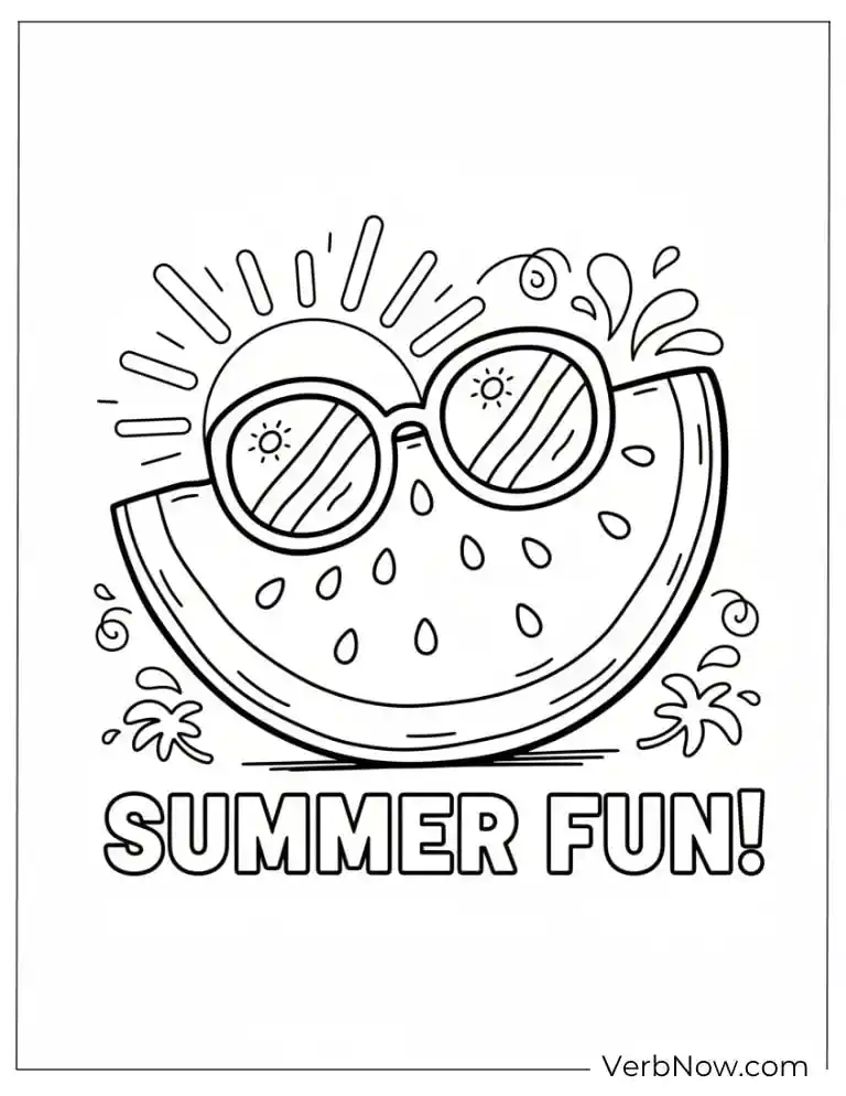 22 Free Watermelon Coloring Pages for Kids (Printable PDF) Cool watermelon slice wearing sunglasses for summer fun