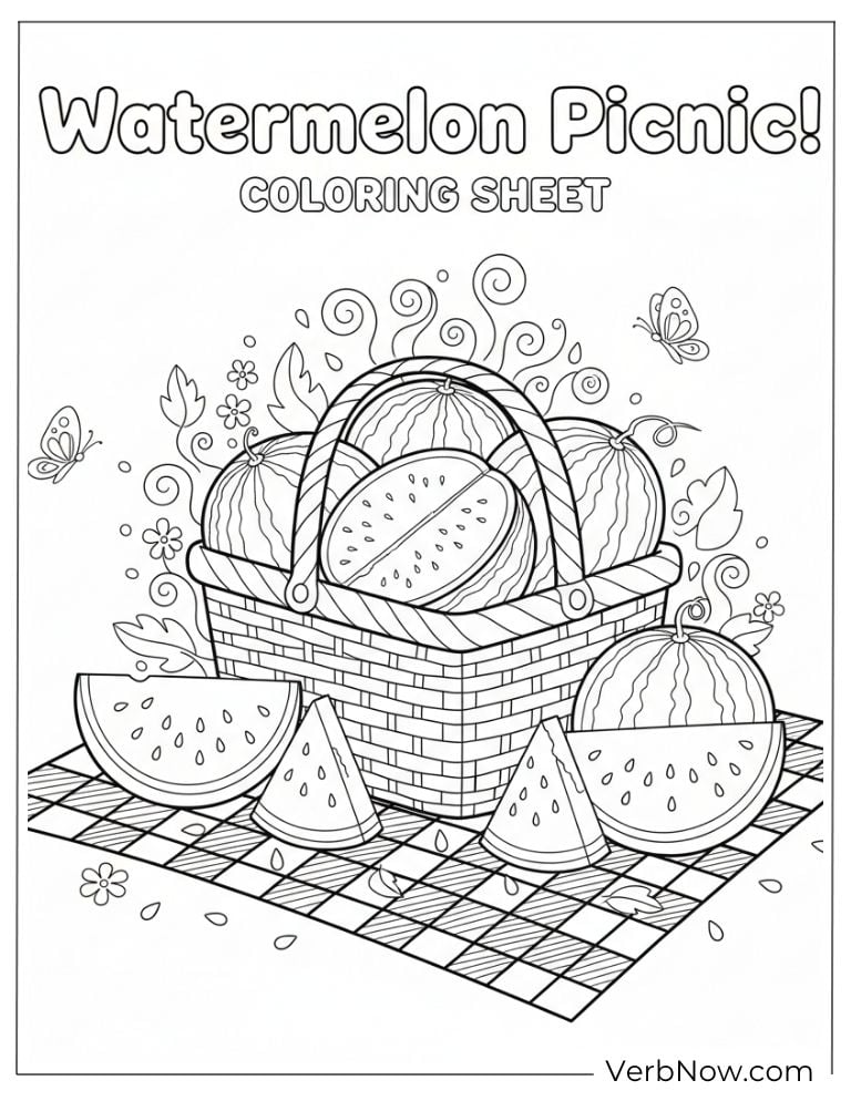 Picnic basket full of watermelons on a blanket