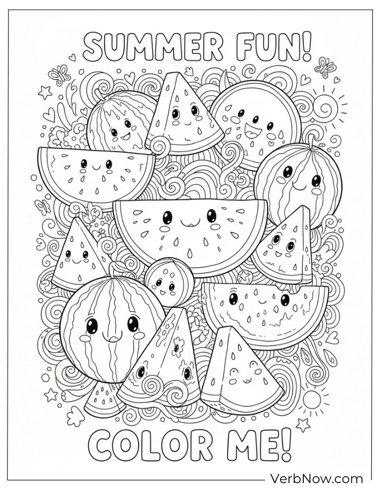 Cute smiling watermelon slices for summer fun