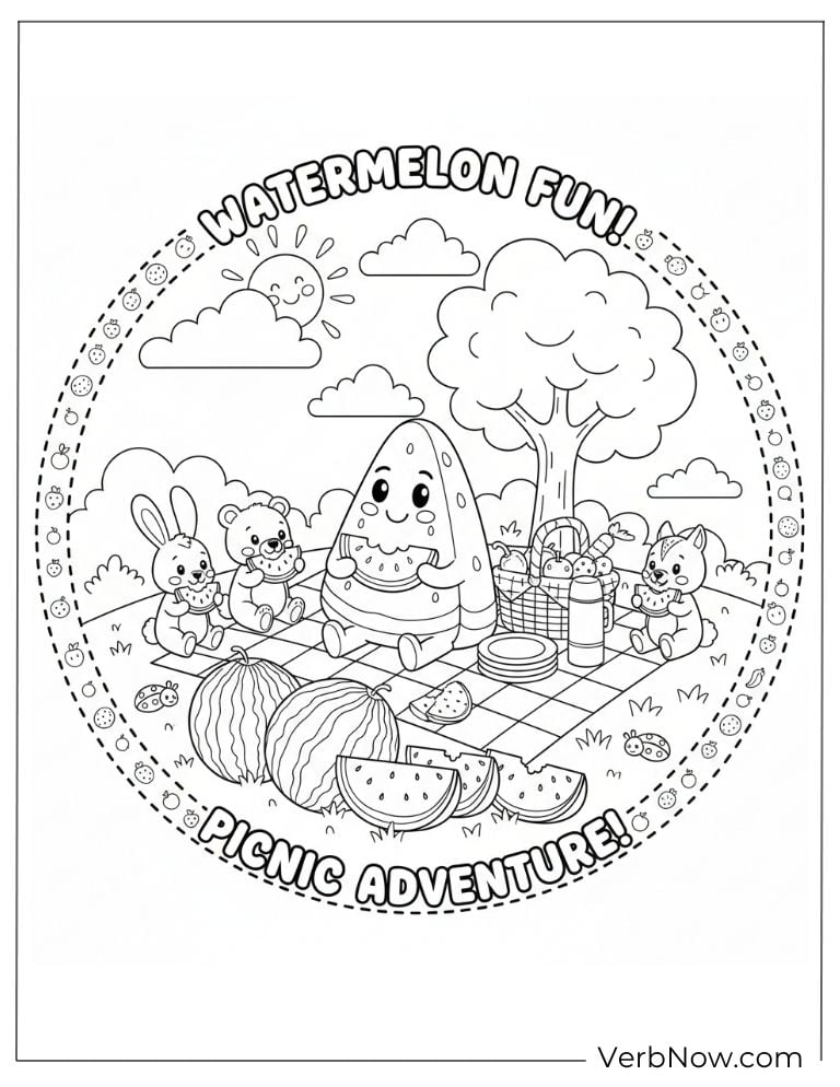 Watermelon picnic adventure with cheerful friends