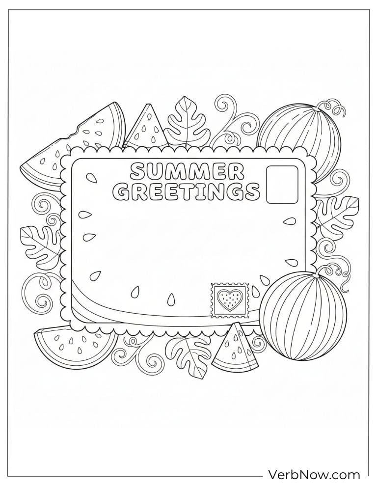 “Summer Greetings” frame decorated with watermelons
