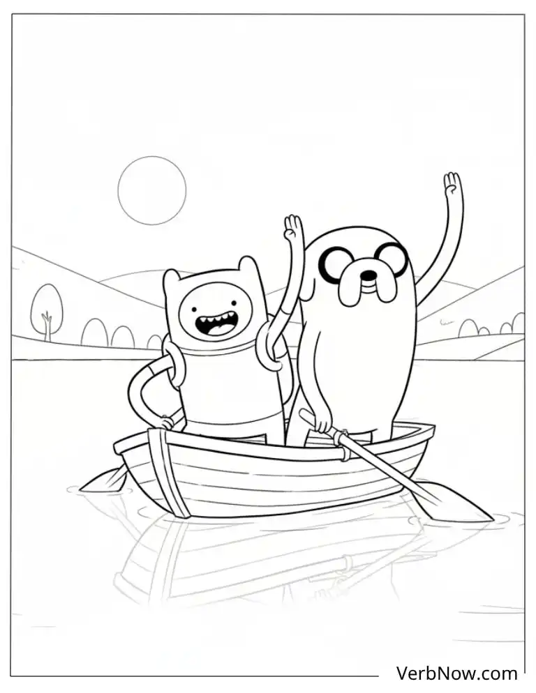 22 Free Adventure Time Coloring Pages (Printable PDF) Adventure Time Finn and Jake Boating Coloring Page