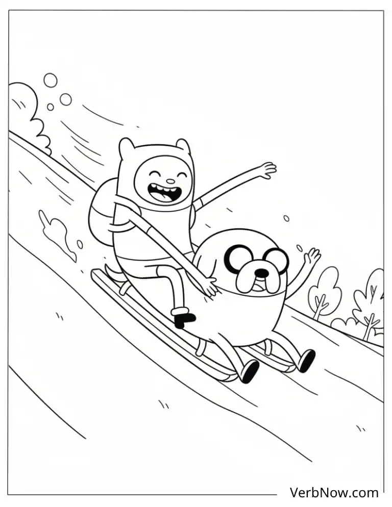 22 Free Adventure Time Coloring Pages (Printable PDF) Adventure Time Finn and Jake Sledding Coloring Page