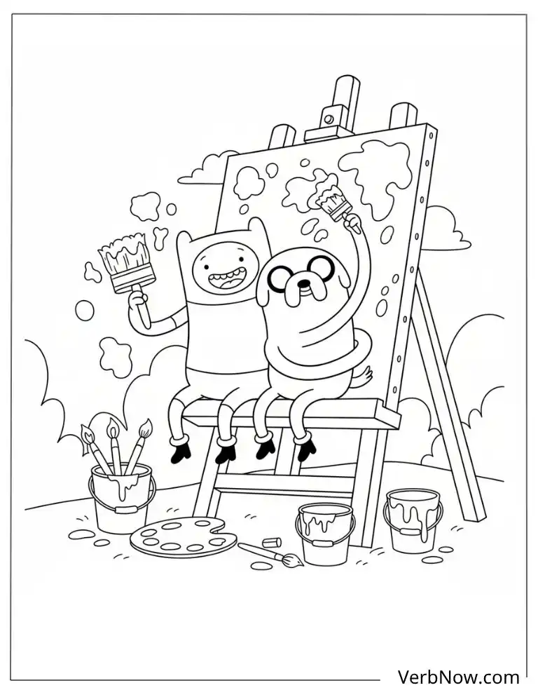 22 Free Adventure Time Coloring Pages (Printable PDF) Adventure Time Coloring: Finn and Jake Painting Art