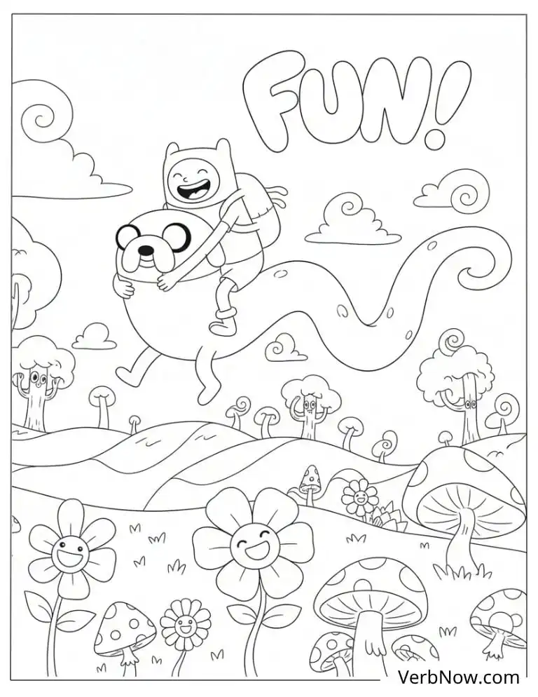 22 Free Adventure Time Coloring Pages (Printable PDF) Adventure Time Finn and Jake Riding Coloring Page