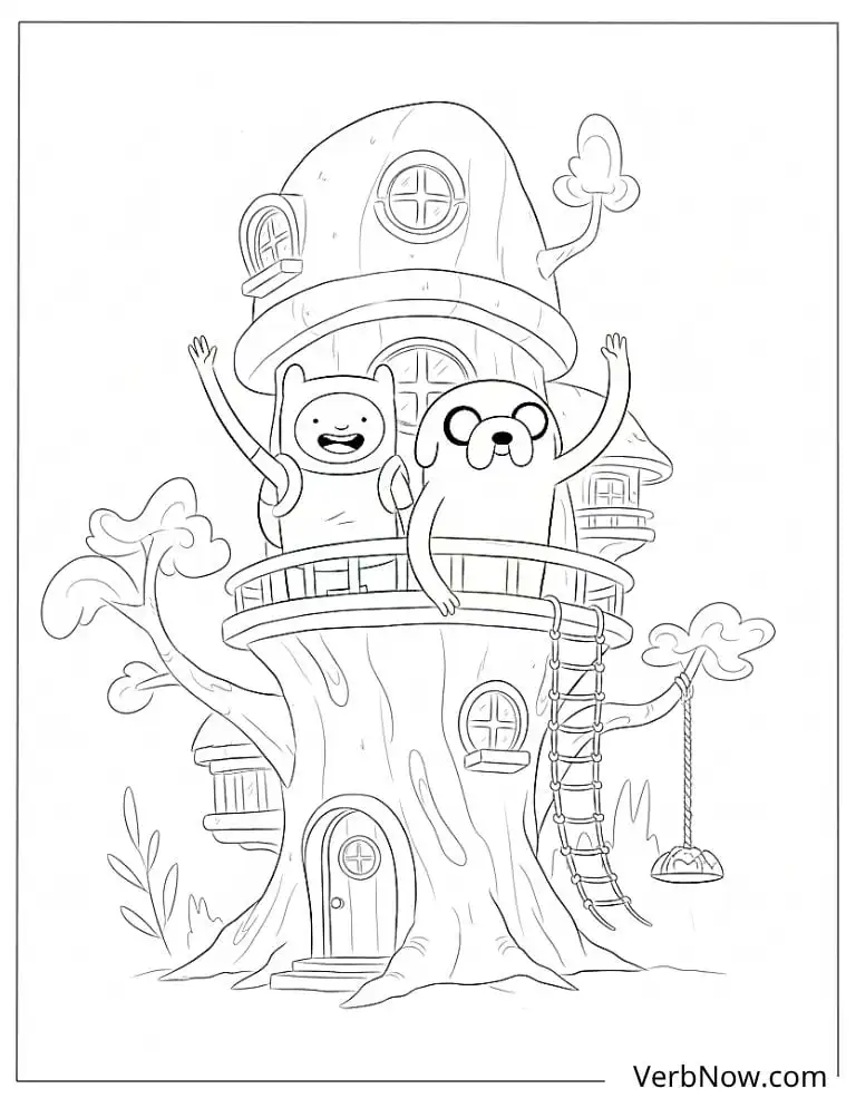 22 Free Adventure Time Coloring Pages (Printable PDF) Adventure Time Finn and Jake Treehouse Coloring Page