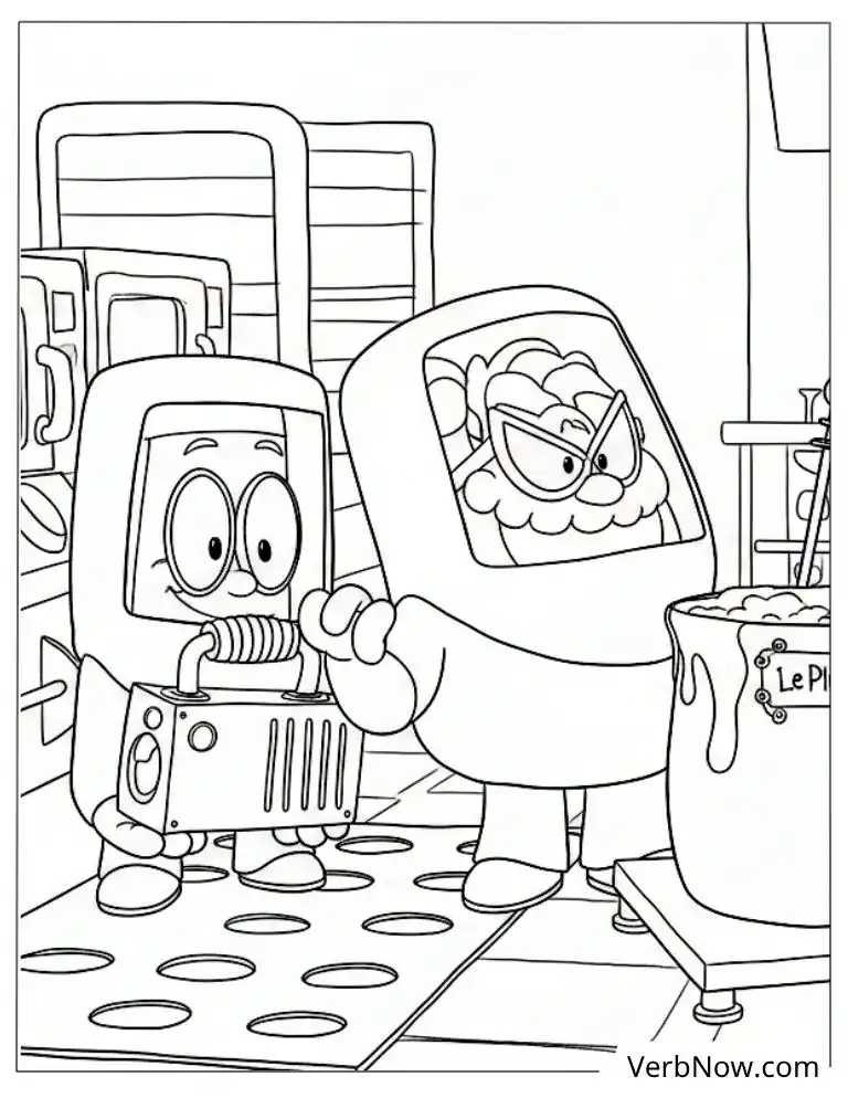 Cartoon Lab Experiment Coloring Page